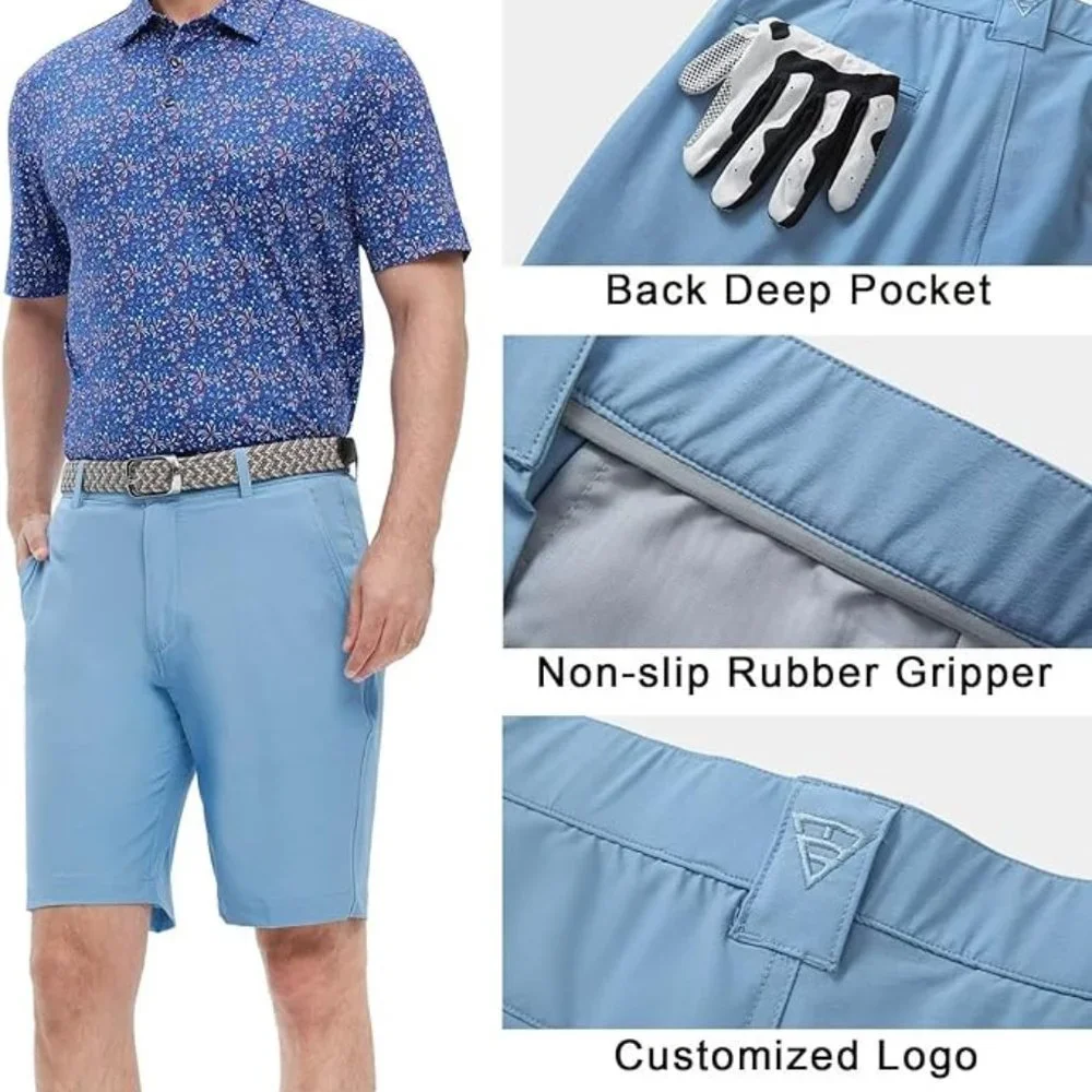 MAELREG Quick Dry 10'' Inseam Stretch Waist Flat Front Front Mens Shorts  ⛳ NEW!